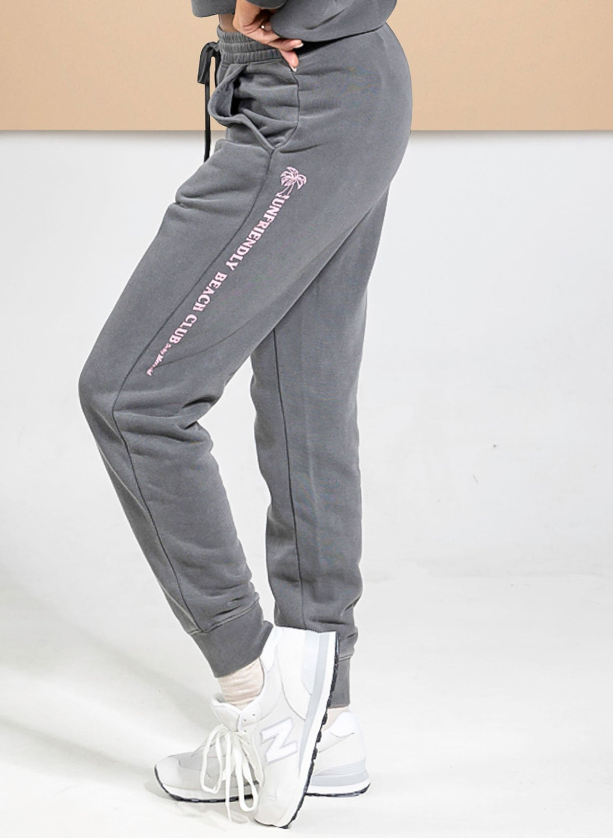 Unfriendly Beach Club  Grey/Pink Matching Sweatpants