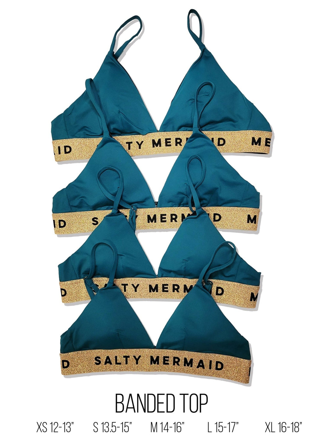 Banded Bikini Top - Laguna Green / Rose Gold