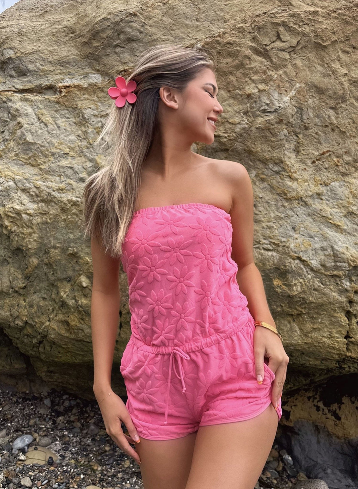 Cover-Up Romper - Ditsy Daisy Pink