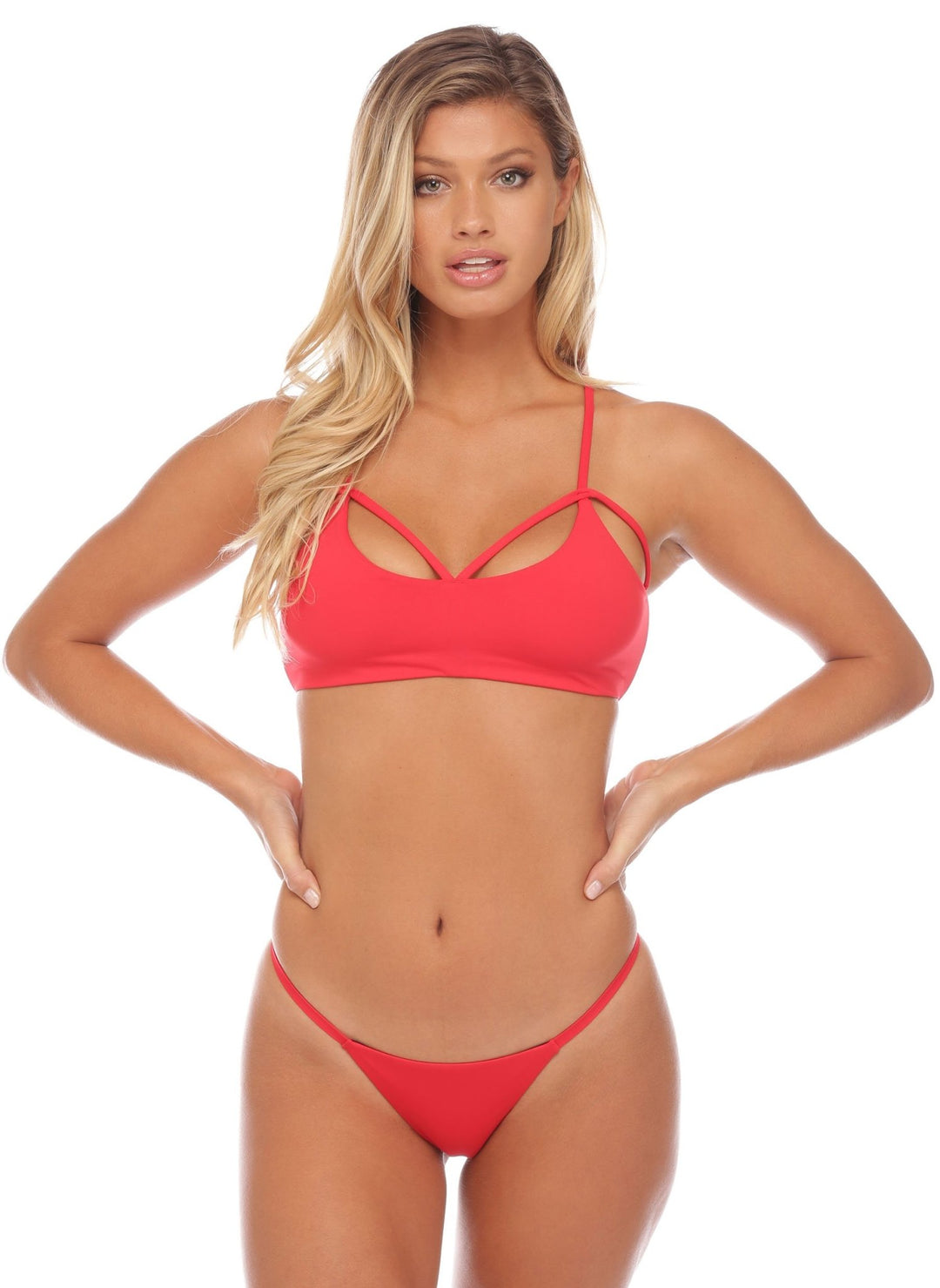 Jessica Scrunch Cheeky Bikini Bottom - Cherry Bomb Red