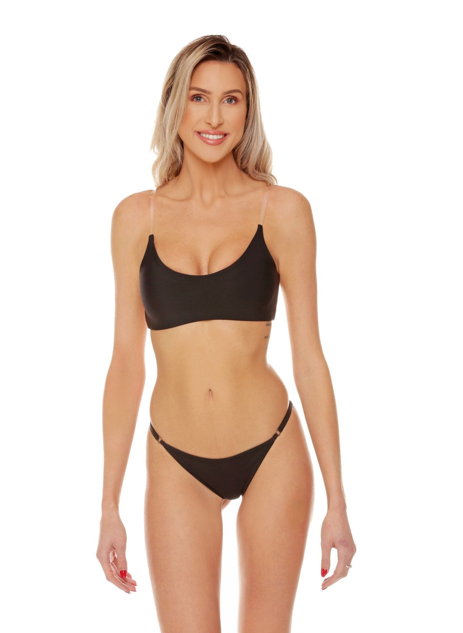 Jessica Scrunch Cheeky Bikini Bottom - My Private Jet Black