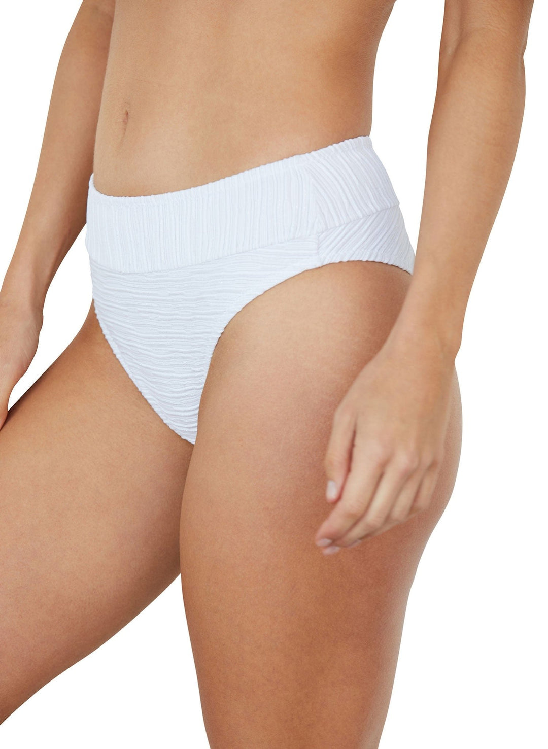 Lucy High Waisted Bikini Bottom - Angel White