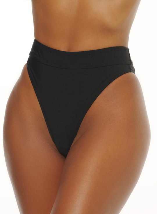 High-Waist Bikini Bottom - Lucy | My Private Jet Black