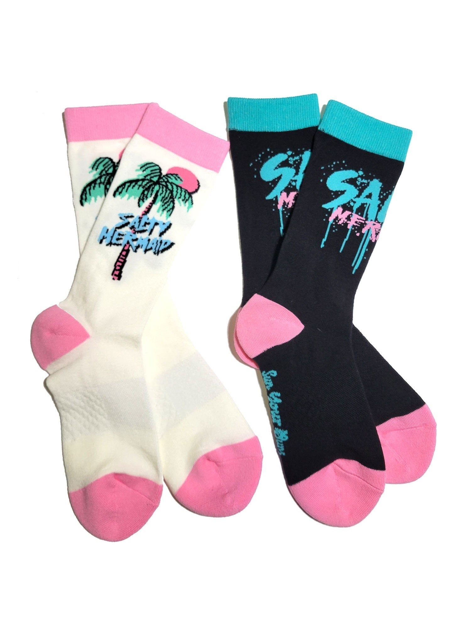 Salty Crew Socks - White/Pink - Salty Mermaid Swim