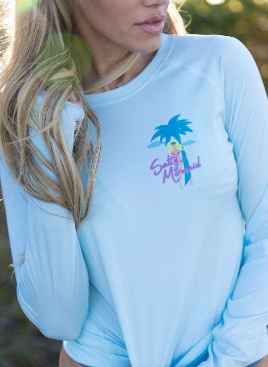 'Salty Girls Club' UPF 50+ Long Sleeve Shirt | Blue Solar