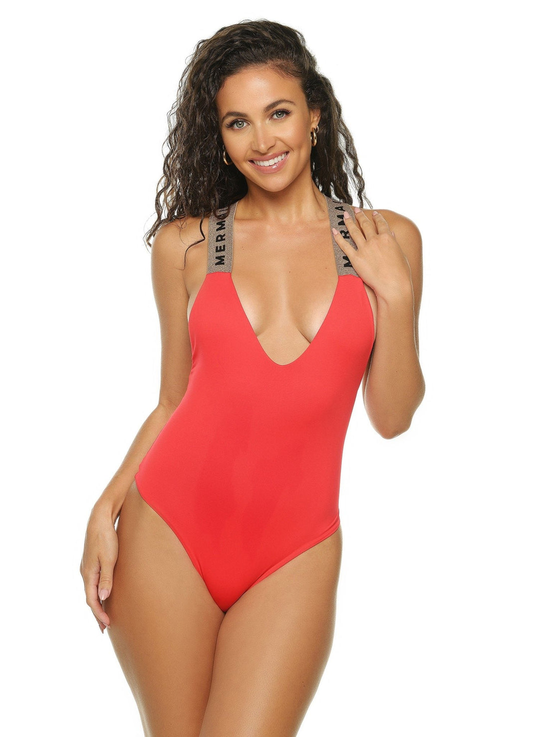 Salty Banded One Piece Swimsuit - Cherry Bomb Red / Rose Gold