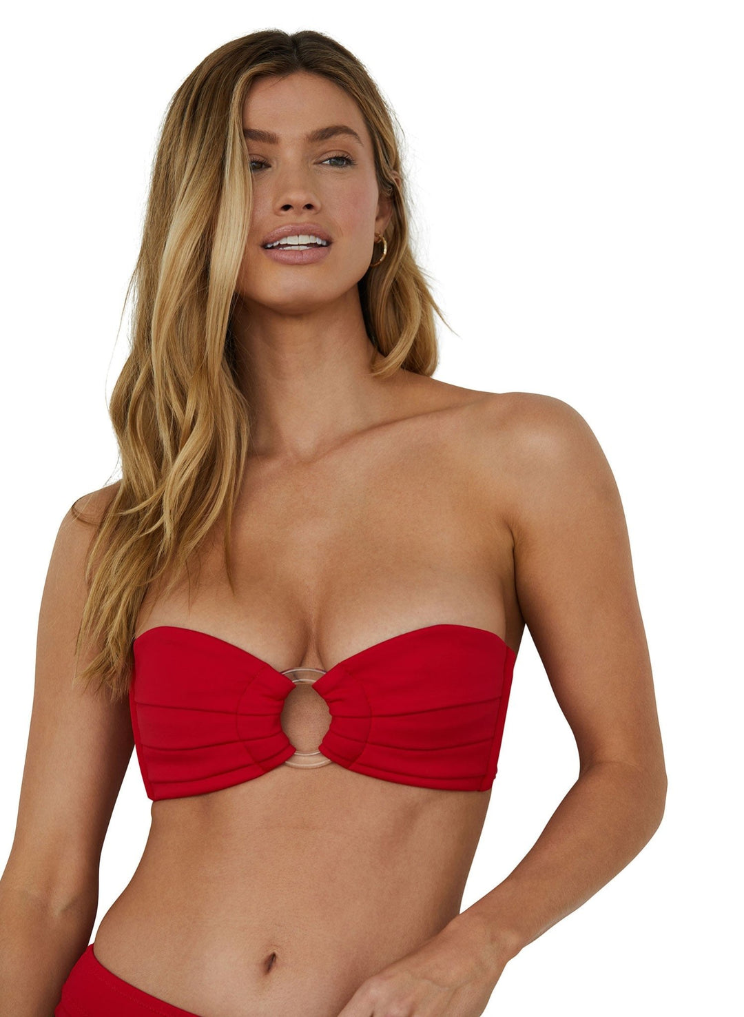 Savanna Pleated Convertible Bandeau Bikini Top - Cherry Bomb Red