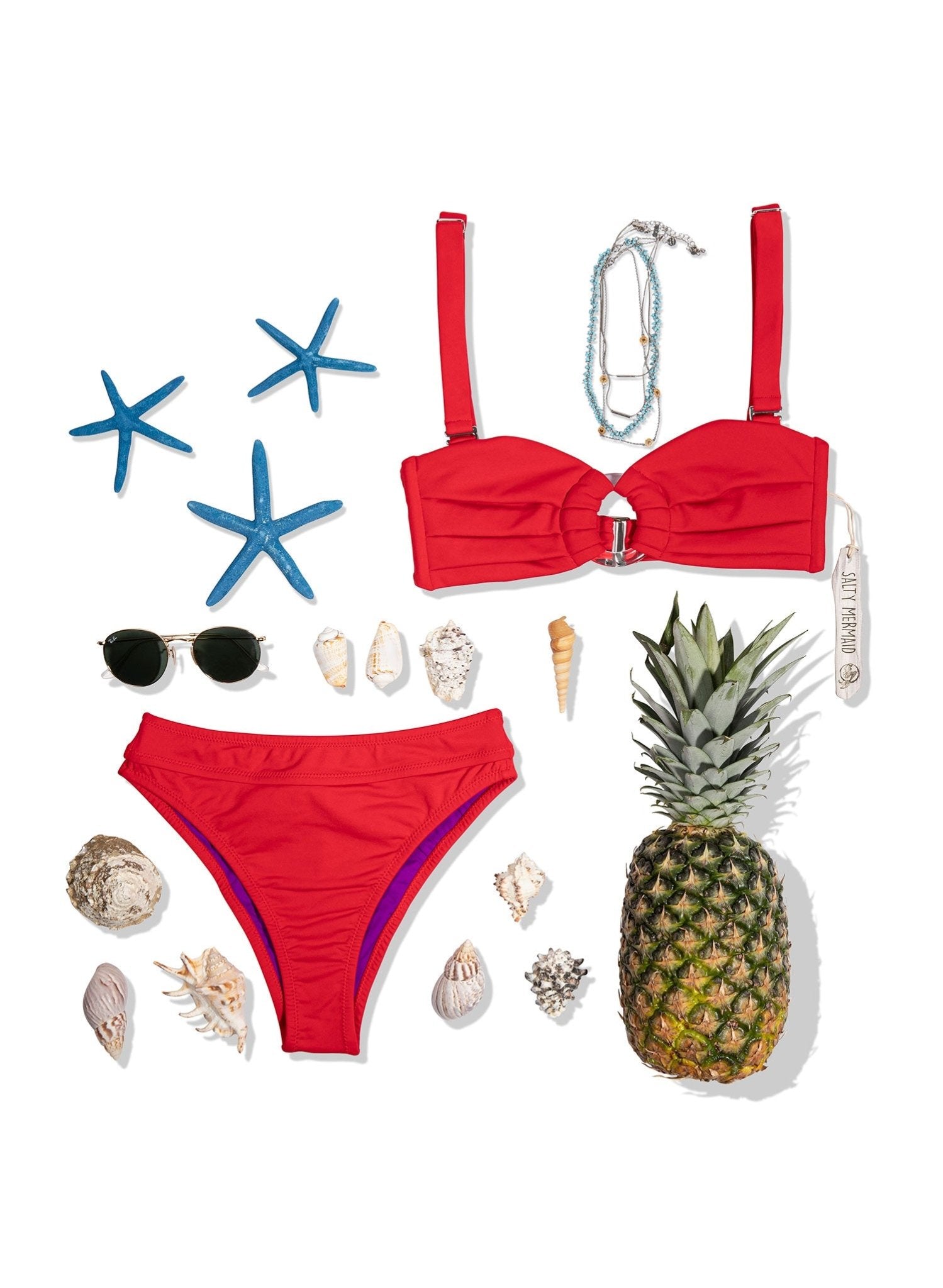 Savanna Pleated Convertible Bandeau Bikini Top - Cherry Bomb Red