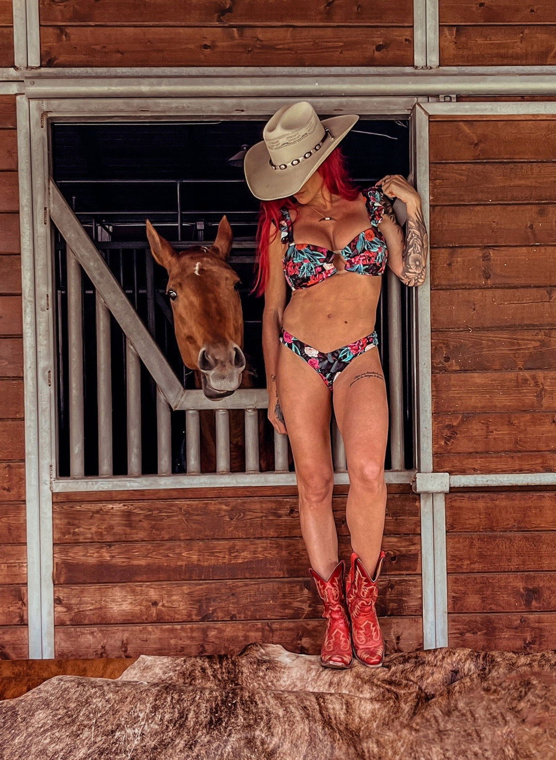 Savanna Pleated Convertible Bandeau Bikini Top - Rose Blossom Floral Print