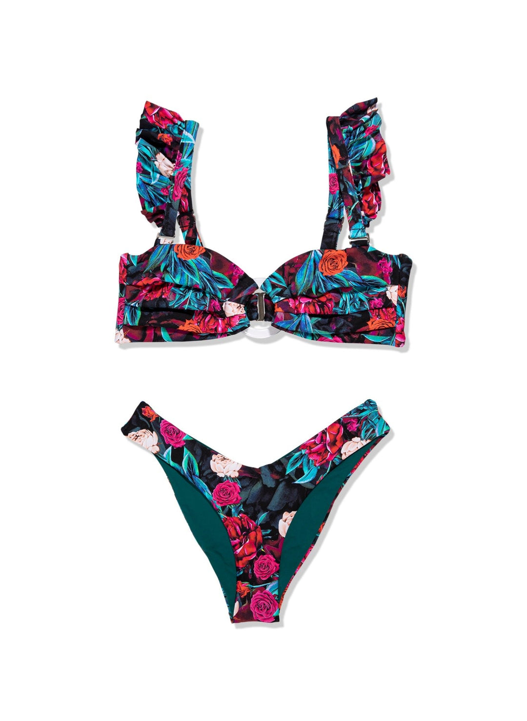 Savanna Pleated Convertible Bandeau Bikini Top - Rose Blossom Floral Print