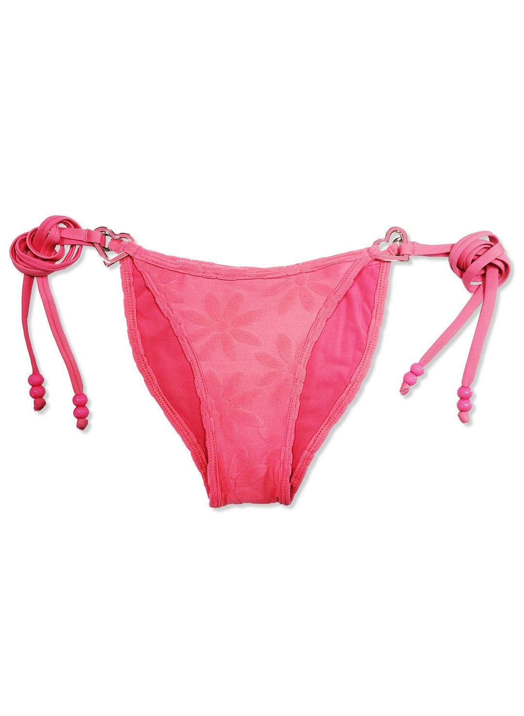 Terry Side-Tie Bikini Bottom - Cheeky - Ditsy Daisy Pink Terry Cloth