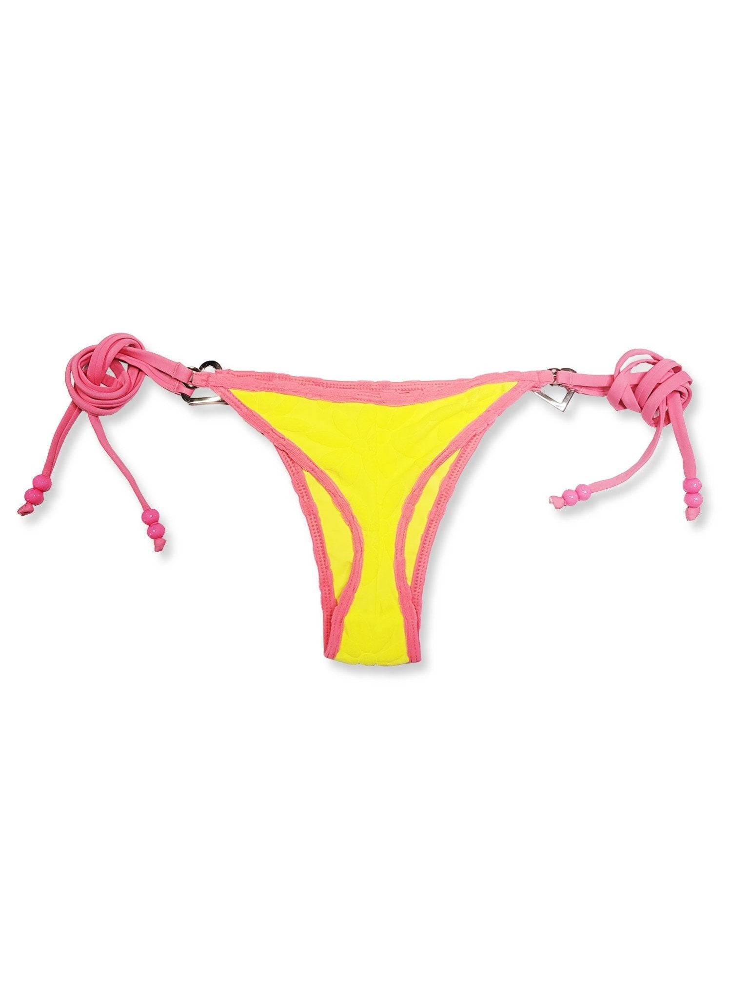 Terry Side-Tie Bikini Bottom - Semi-Brazilian - Ditsy Daisy Yellow Terry Cloth