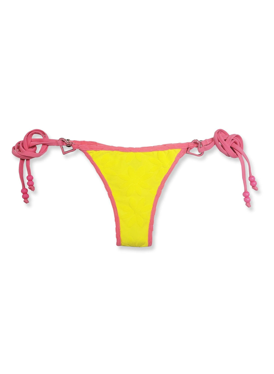 Terry Side-Tie Bikini Bottom - Semi-Brazilian - Ditsy Daisy Yellow Terry Cloth